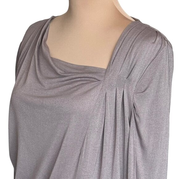 NWT Gold Hawk Tunic Top Sz.M Beige Asymmetrical Silk Bamboo Quiet Luxury Staple - Picture 6 of 14